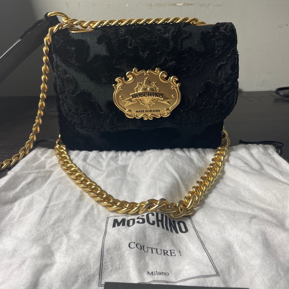 Moschino Tapestry Jacquard Crossbody Bag